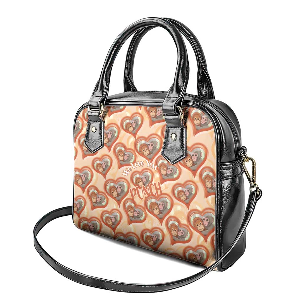 Punch The Monkey Shoulder Handbag We Love You Seamless Heart Style Orange