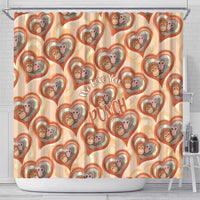 Punch The Monkey Shower Curtain We Love You Seamless Heart Style Orange
