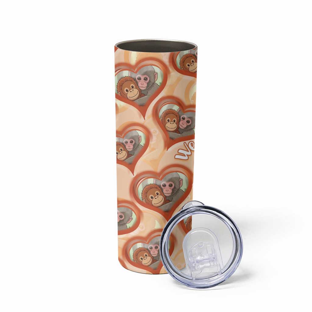 Punch The Monkey Skinny Tumbler We Love You Seamless Heart Style Orange