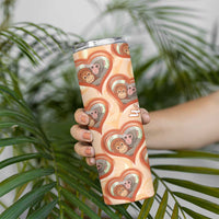 Punch The Monkey Skinny Tumbler We Love You Seamless Heart Style Orange