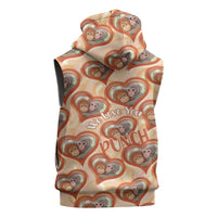 Punch The Monkey Sleeveless Hoodie We Love You Seamless Heart Style Orange