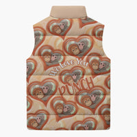 Punch The Monkey Sleeveless Puffer Jacket We Love You Seamless Heart Style Orange