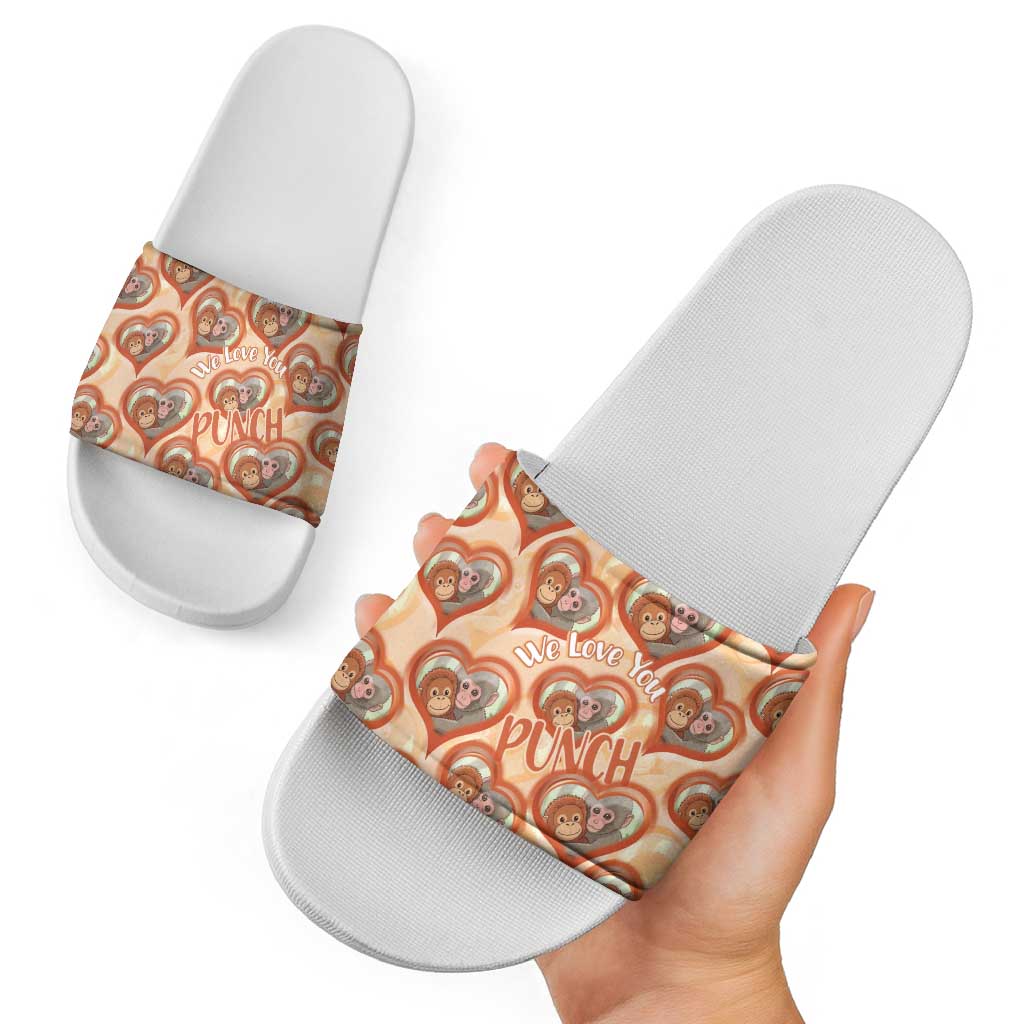 Punch The Monkey Slide Sandals We Love You Seamless Heart Style Orange