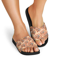 Punch The Monkey Slide Sandals We Love You Seamless Heart Style Orange