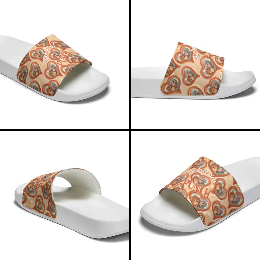 Punch The Monkey Slide Sandals We Love You Seamless Heart Style Orange