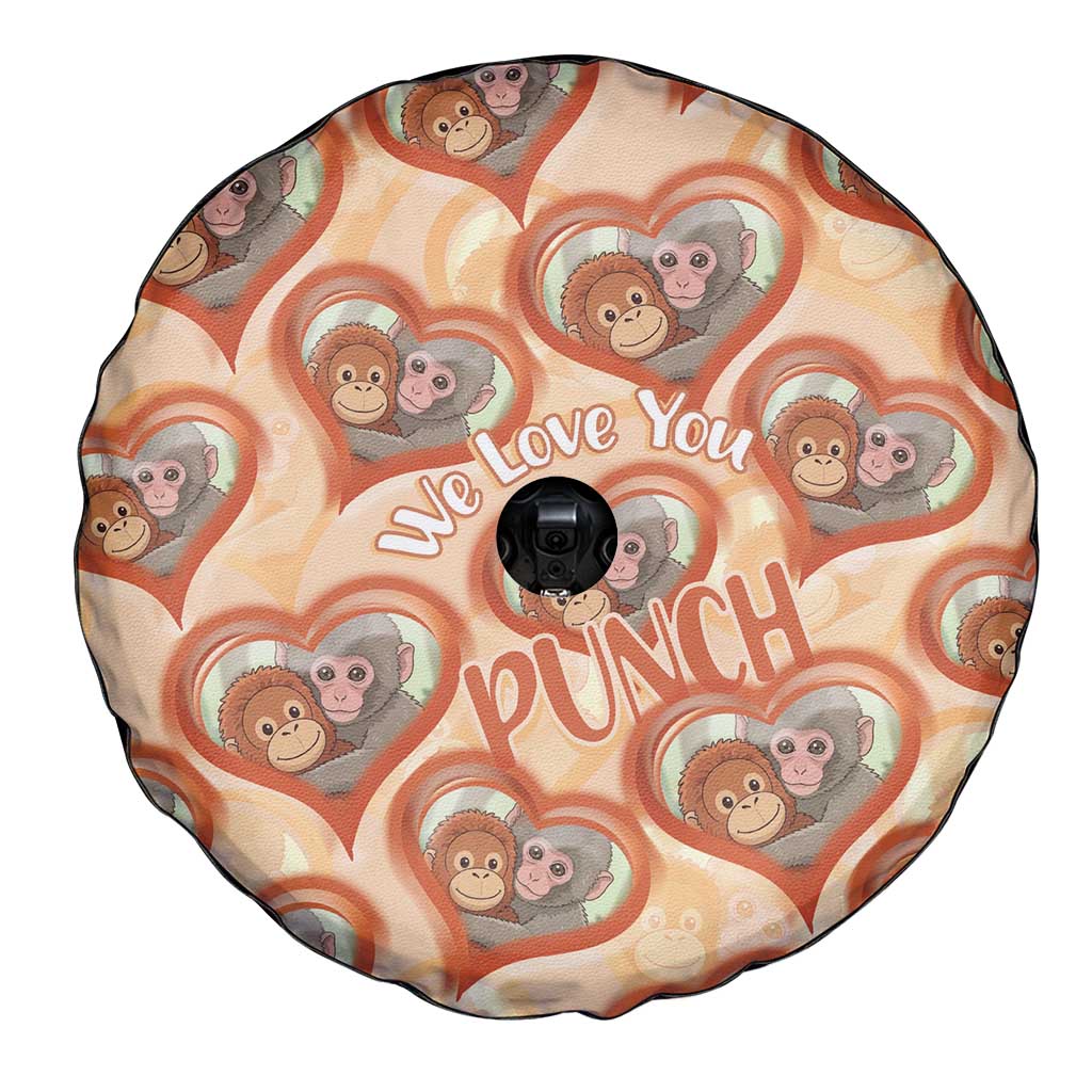 Punch The Monkey Spare Tire Cover We Love You Seamless Heart Style Orange