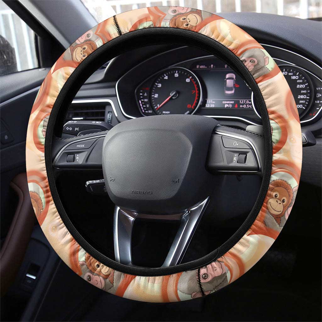 Punch The Monkey Steering Wheel Cover We Love You Seamless Heart Style Orange