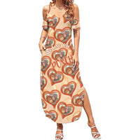 Punch The Monkey Summer Maxi Dress We Love You Seamless Heart Style Orange