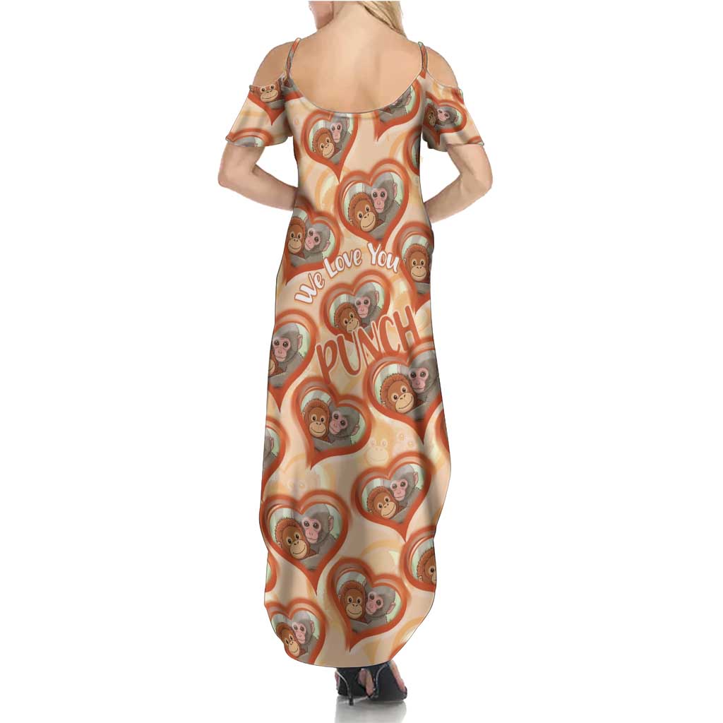 Punch The Monkey Summer Maxi Dress We Love You Seamless Heart Style Orange