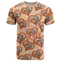 Punch The Monkey T Shirt We Love You Seamless Heart Style Orange