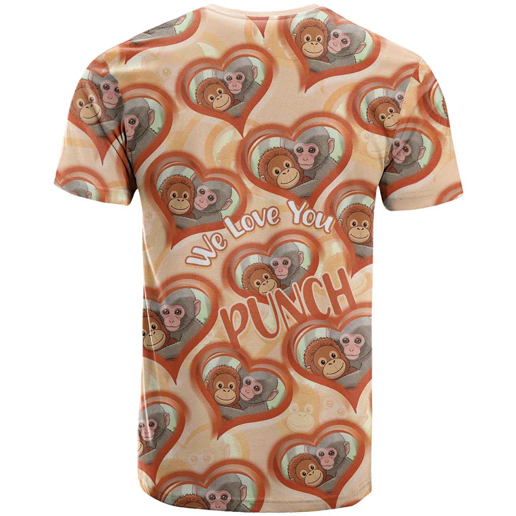 Punch The Monkey T Shirt We Love You Seamless Heart Style Orange