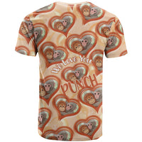 Punch The Monkey T Shirt We Love You Seamless Heart Style Orange