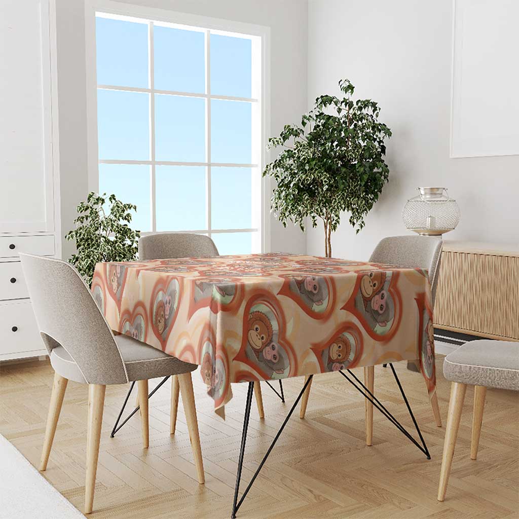 Punch The Monkey Tablecloth We Love You Seamless Heart Style Orange