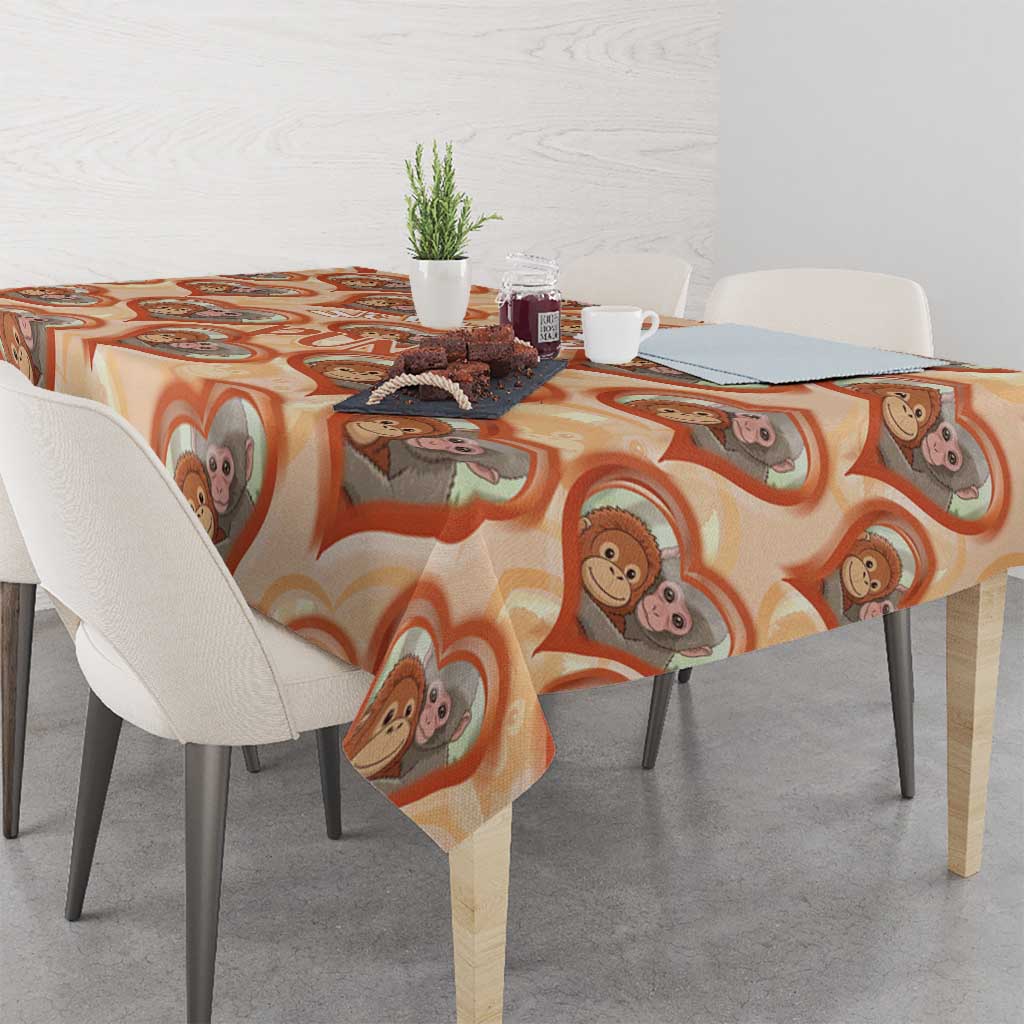 Punch The Monkey Tablecloth We Love You Seamless Heart Style Orange