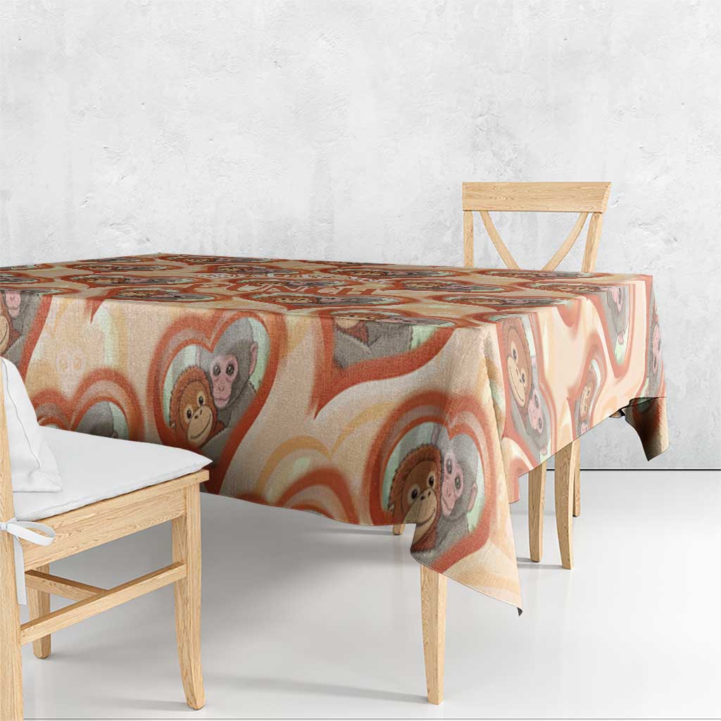 Punch The Monkey Tablecloth We Love You Seamless Heart Style Orange
