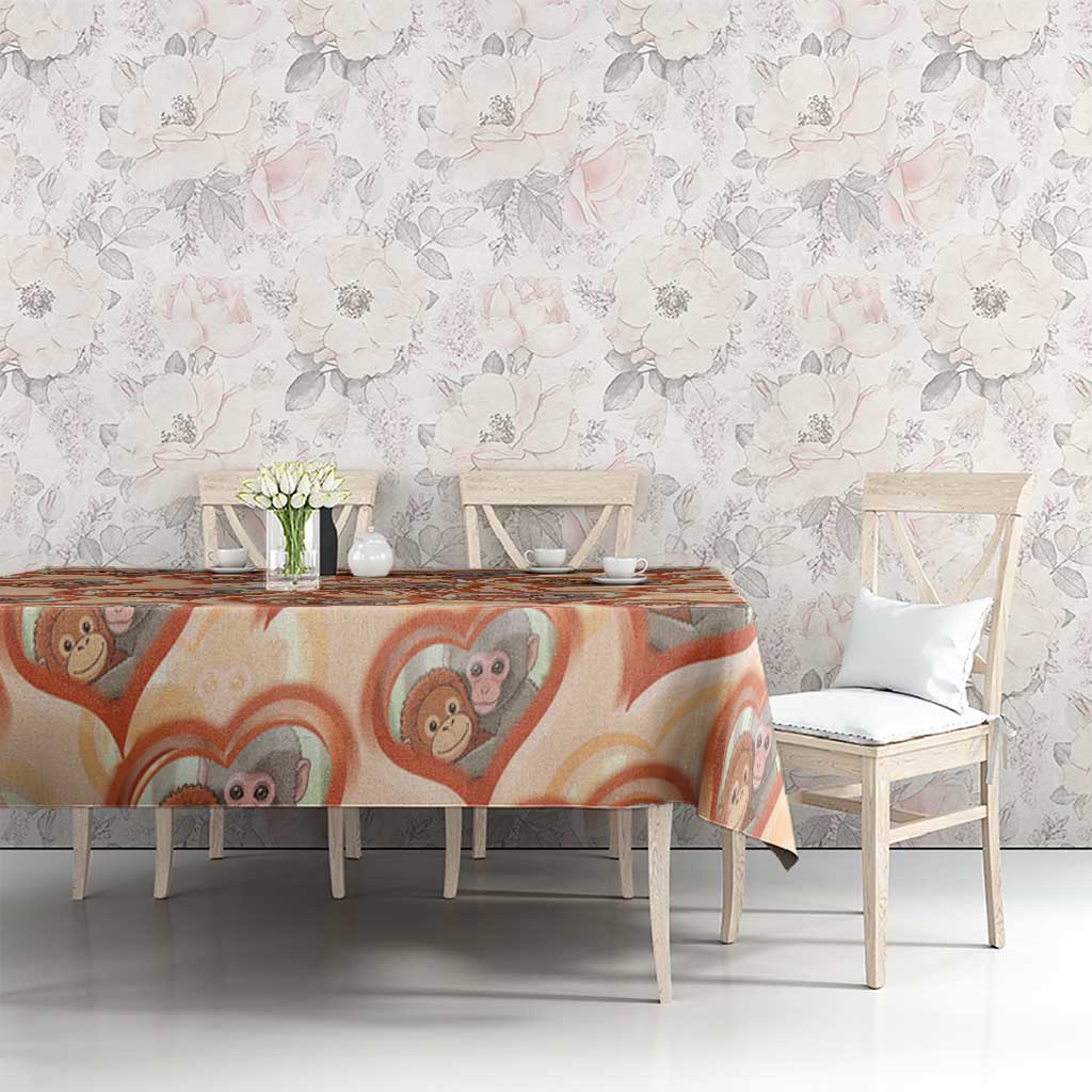 Punch The Monkey Tablecloth We Love You Seamless Heart Style Orange