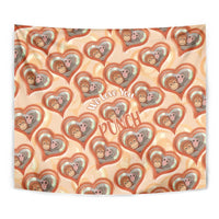 Punch The Monkey Tapestry We Love You Seamless Heart Style Orange