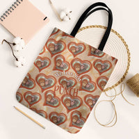 Punch The Monkey Tote Bag We Love You Seamless Heart Style Orange