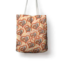 Punch The Monkey Tote Bag We Love You Seamless Heart Style Orange