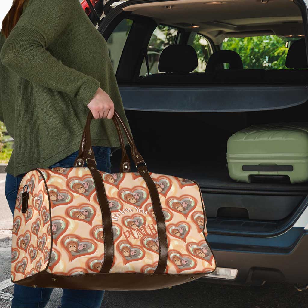 Punch The Monkey Travel Bag We Love You Seamless Heart Style Orange