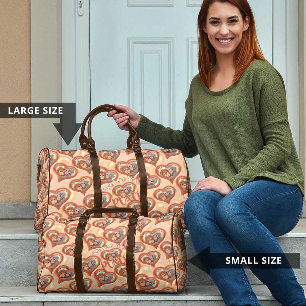 Punch The Monkey Travel Bag We Love You Seamless Heart Style Orange