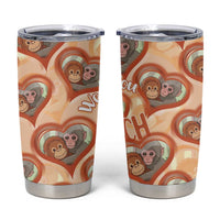 Punch The Monkey Tumbler Cup We Love You Seamless Heart Style Orange