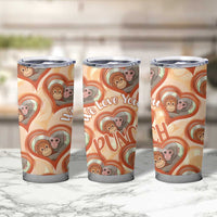 Punch The Monkey Tumbler Cup We Love You Seamless Heart Style Orange