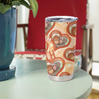 Punch The Monkey Tumbler Cup We Love You Seamless Heart Style Orange