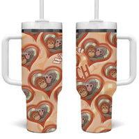 Punch The Monkey Tumbler With Handle We Love You Seamless Heart Style Orange