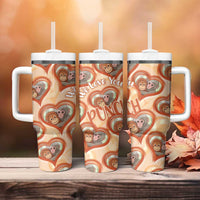 Punch The Monkey Tumbler With Handle We Love You Seamless Heart Style Orange