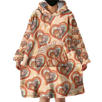 Punch The Monkey Wearable Blanket Hoodie We Love You Seamless Heart Style Orange