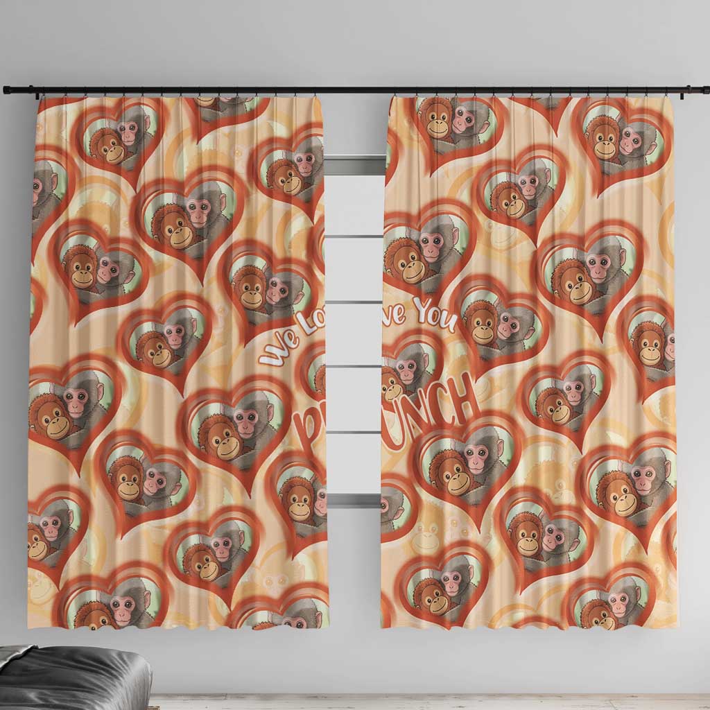 Punch The Monkey Window Curtain We Love You Seamless Heart Style Orange