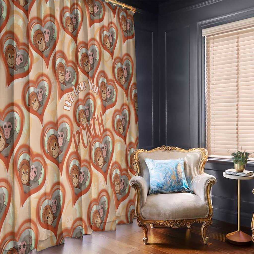 Punch The Monkey Window Curtain We Love You Seamless Heart Style Orange