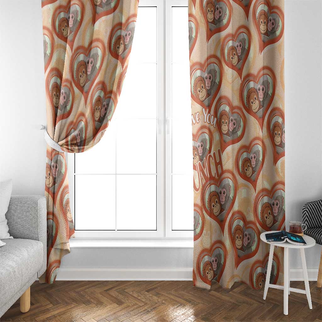 Punch The Monkey Window Curtain We Love You Seamless Heart Style Orange