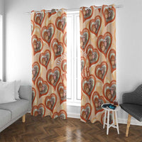 Punch The Monkey Window Curtain We Love You Seamless Heart Style Orange
