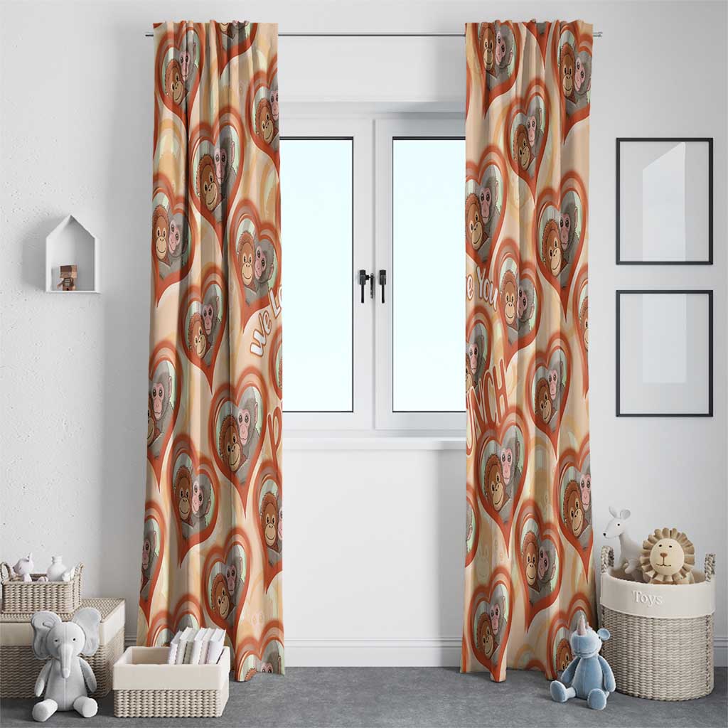 Punch The Monkey Window Curtain We Love You Seamless Heart Style Orange