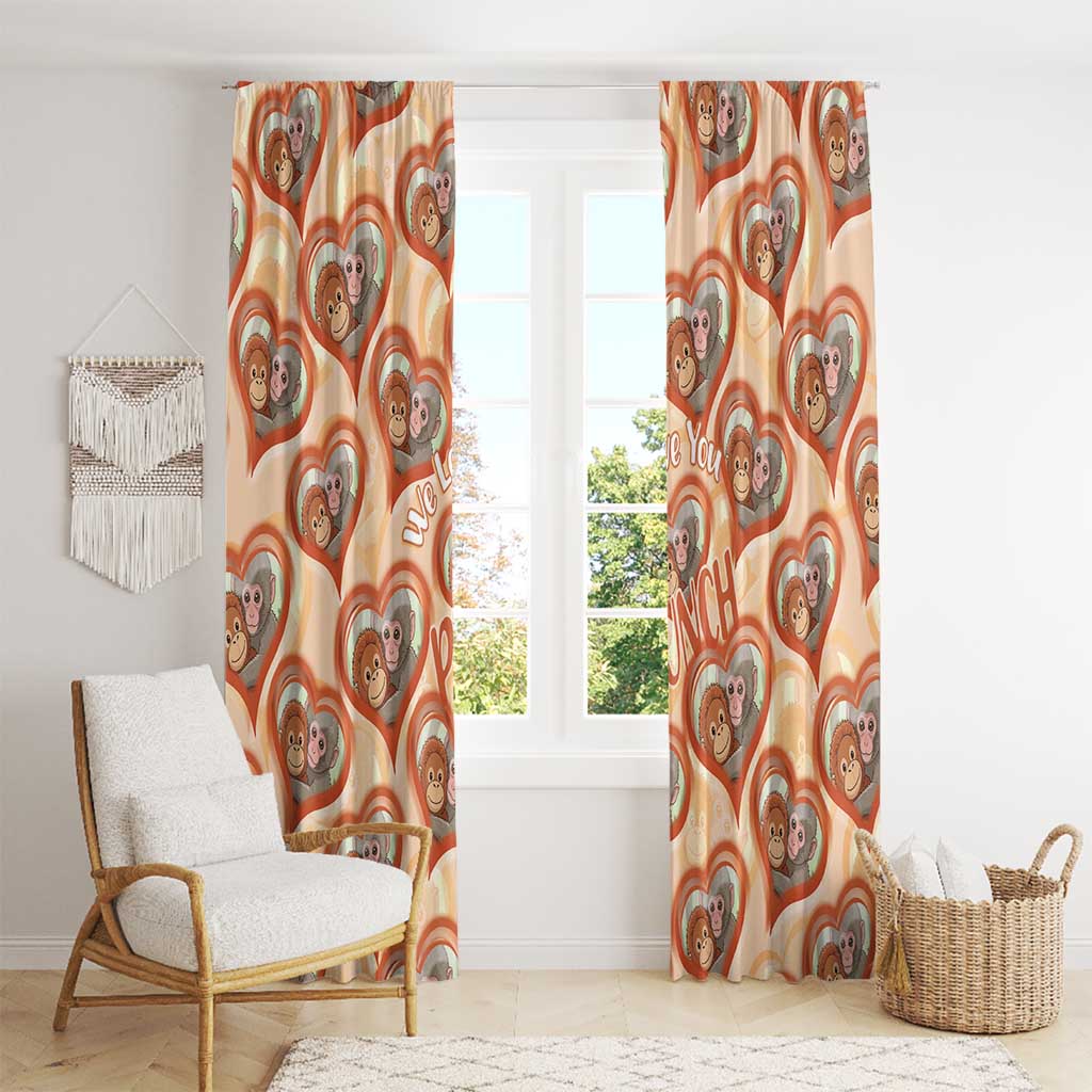 Punch The Monkey Window Curtain We Love You Seamless Heart Style Orange