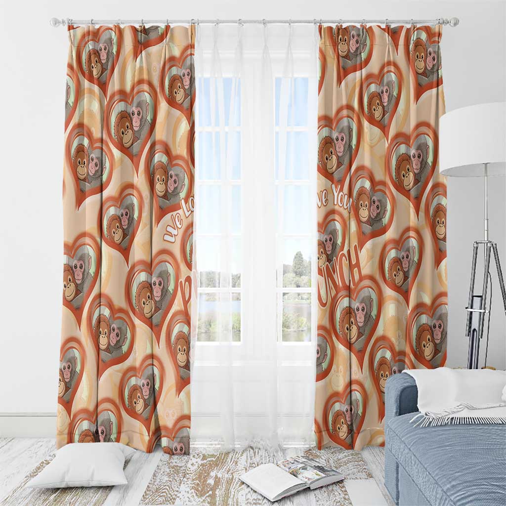 Punch The Monkey Window Curtain We Love You Seamless Heart Style Orange