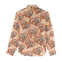 Punch The Monkey Women Casual Shirt We Love You Seamless Heart Style Orange