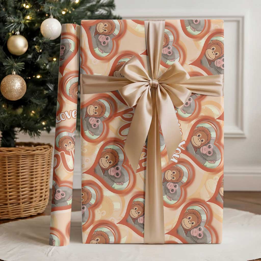 Punch The Monkey Wrapping Paper We Love You Seamless Heart Style