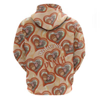 Punch The Monkey Zip Hoodie We Love You Seamless Heart Style Orange