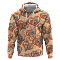 Punch The Monkey Zip Hoodie We Love You Seamless Heart Style Orange