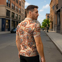 Punch The Monkey Zipper Polo Shirt We Love You Seamless Heart Style Orange