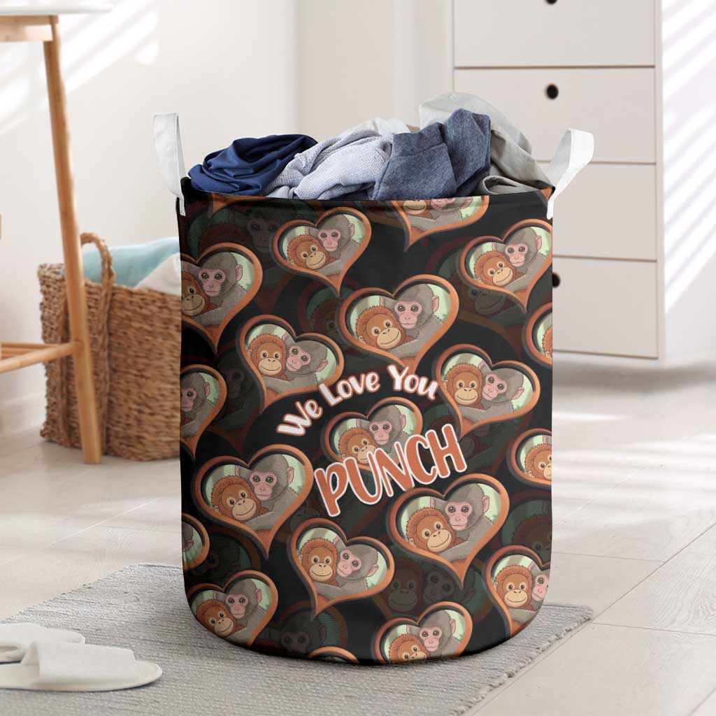 Punch The Monkey Laundry Basket We Love You Seamless Heart Style Black