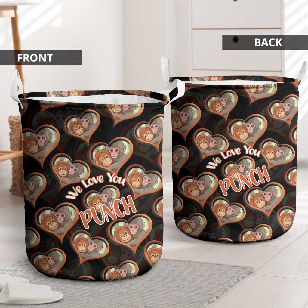 Punch The Monkey Laundry Basket We Love You Seamless Heart Style Black