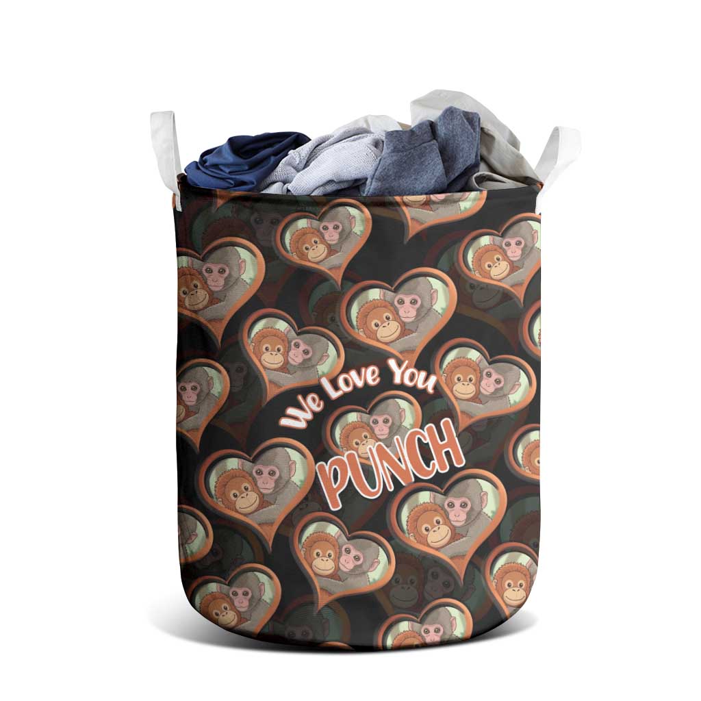 Punch The Monkey Laundry Basket We Love You Seamless Heart Style Black