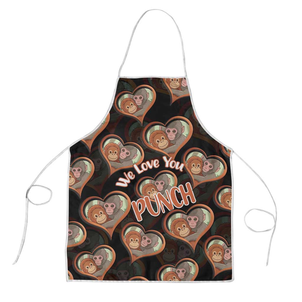 Punch The Monkey Apron We Love You Seamless Heart Style Black