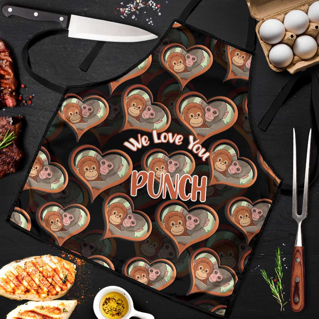 Punch The Monkey Apron We Love You Seamless Heart Style Black