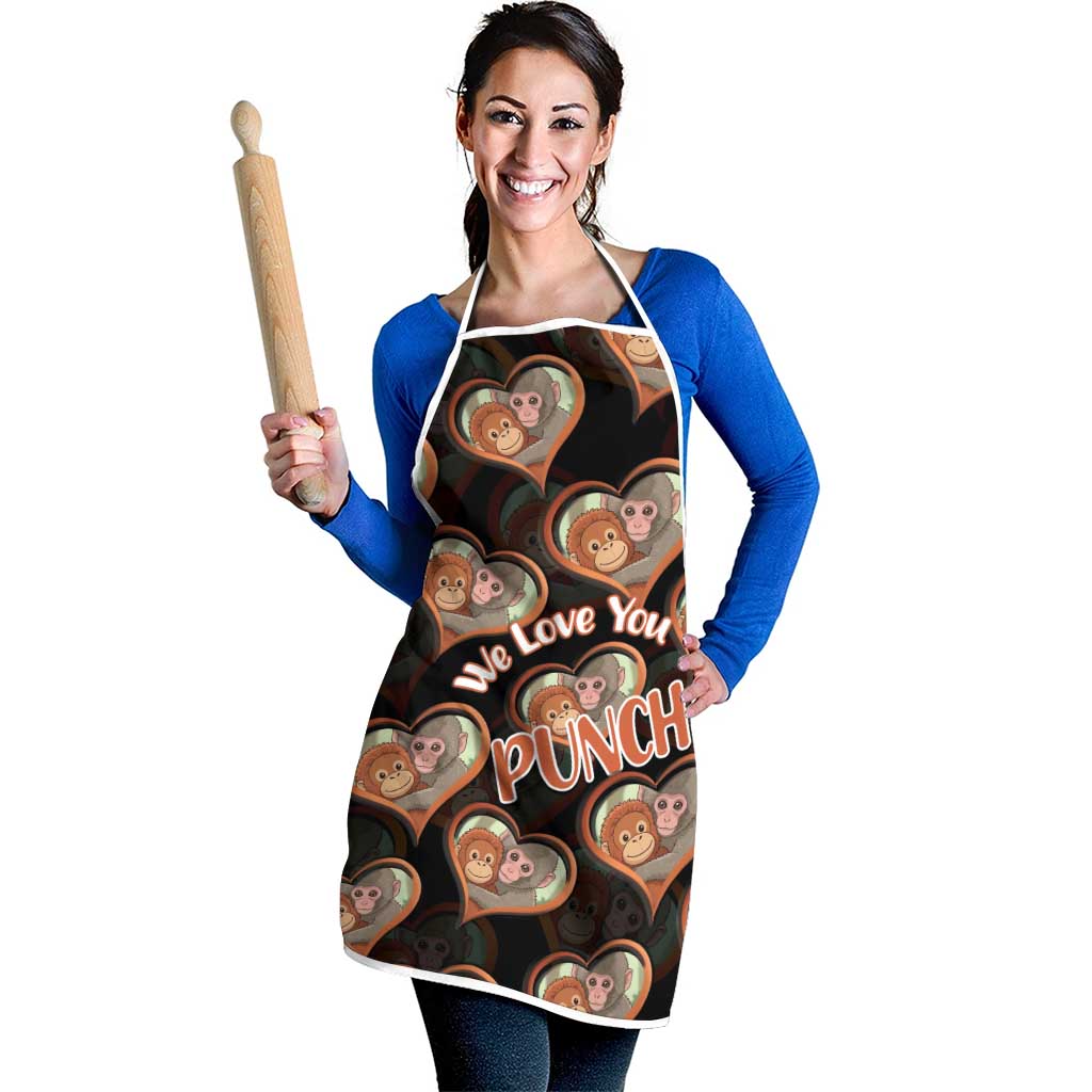 Punch The Monkey Apron We Love You Seamless Heart Style Black