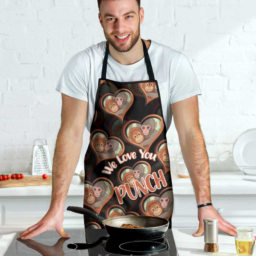 Punch The Monkey Apron We Love You Seamless Heart Style Black